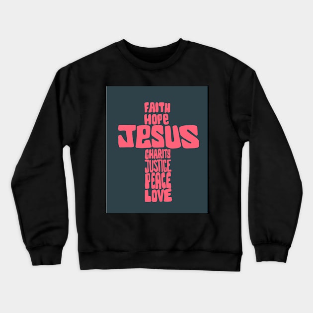 Jesus Christ Cross illustration Crewneck Sweatshirt by bernardojbp